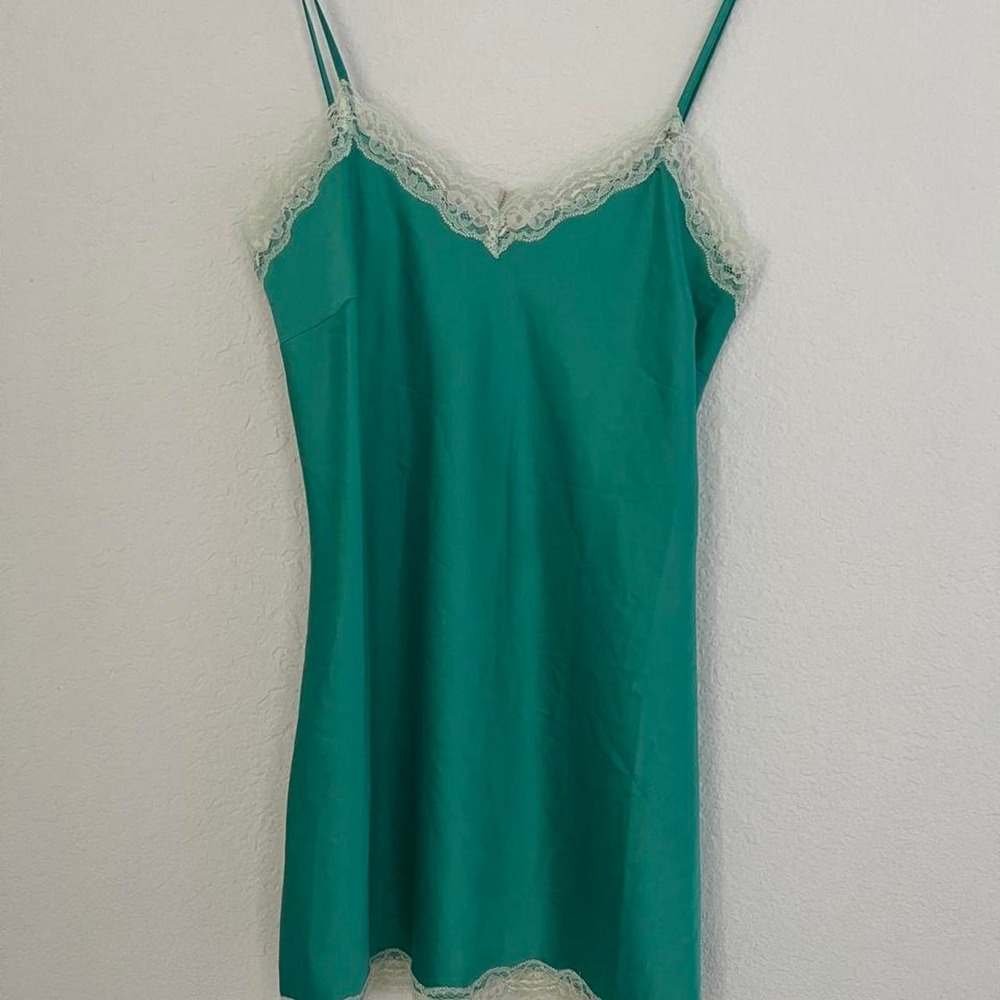 Y2K Guess Cottagecore Mermaid Women’s Satin Lace Green Slip Small